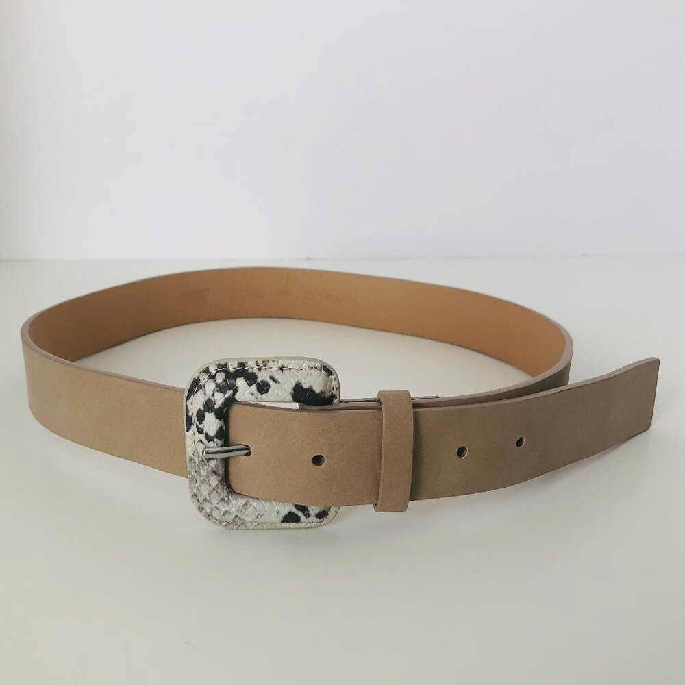 RW&CO Faux leather with snake print belt XS-Taupe-Grey-Black